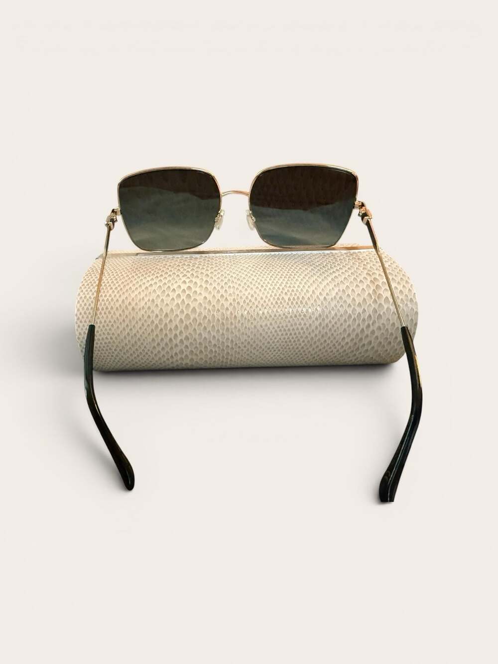 Jimmy Choo LILI/S Sunglasses Black Gold Square Frame Grey Lens With Case NWOT - Picture 4 of 8